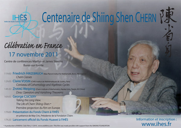 IHÉS celebrates Shiing Shen Chern on November 17, 2011